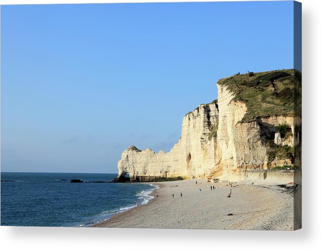 Haute-normandy Acrylic Print featuring the photograph White Cliffs And Natural Arches At by Gaps