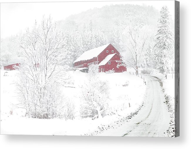 Vermont Acrylic Print featuring the photograph Wilder Farm in Snowstorm by Tim Kirchoff