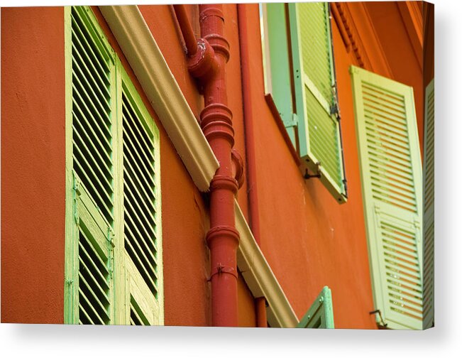 Orange Color Acrylic Print featuring the photograph Window Shutters, Monte Carlo, Monaco by Donovan Reese