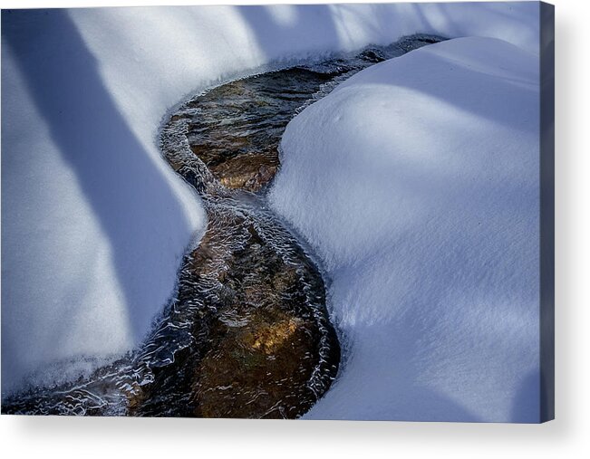New Hampshire Acrylic Print featuring the photograph Winter Stream. by Jeff Sinon