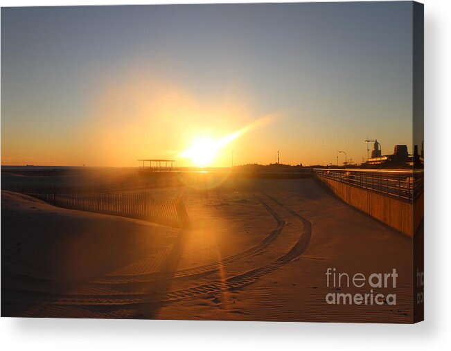 Jones Beach Winter Sunset Acrylic Print featuring the photograph Jones Beach Winter Sunset by Barbra Telfer
