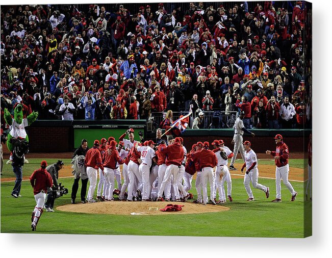 Celebration Acrylic Print featuring the photograph World Series Tampa Bay Rays V by Jeff Zelevansky