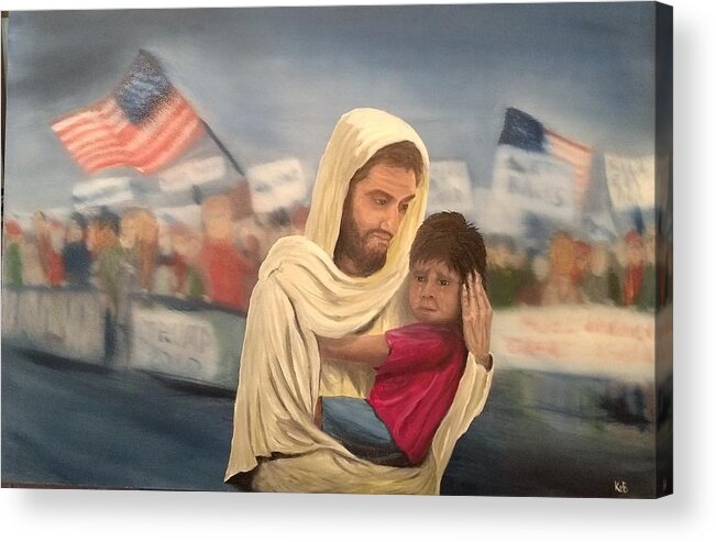 Jesus Acrylic Print featuring the painting wwJd by Kevin Daly