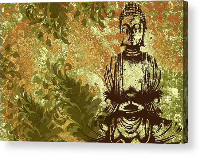 Silhouette Of Asian Statue And Leaves
Zen
Objects Acrylic Print featuring the mixed media Zen Garden by Erin Clark