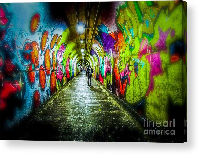 Tunnel Acrylic Print featuring the photograph 191st Street tunnel by Cole Thompson