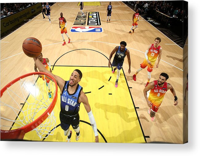 Tyrese Haliburton Acrylic Print featuring the photograph 2023 NBA All-Star - NBA All-Star Game #1 by Nathaniel S. Butler