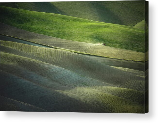Plowing Acrylic Print featuring the photograph Abstract landscape in Tuscany #1 by Stefano Orazzini