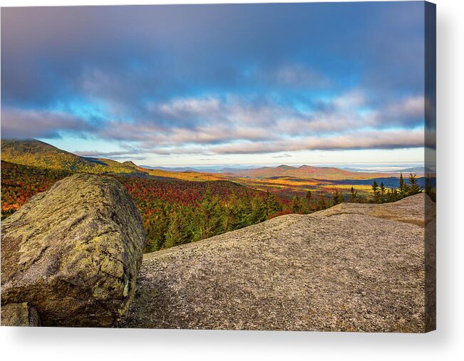 New Hampshire Acrylic Print featuring the photograph Autumn Erratic, Middle Sugarloaf. #1 by Jeff Sinon