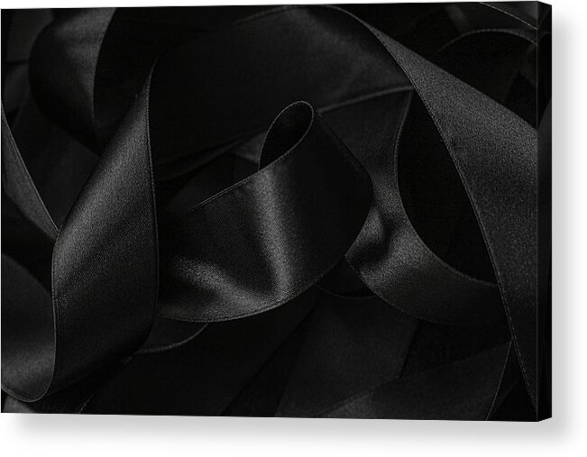 Black silk ribbon as background, abstract and luxury brand desig #1 Acrylic  Print by Anneleven Store - Fine Art America