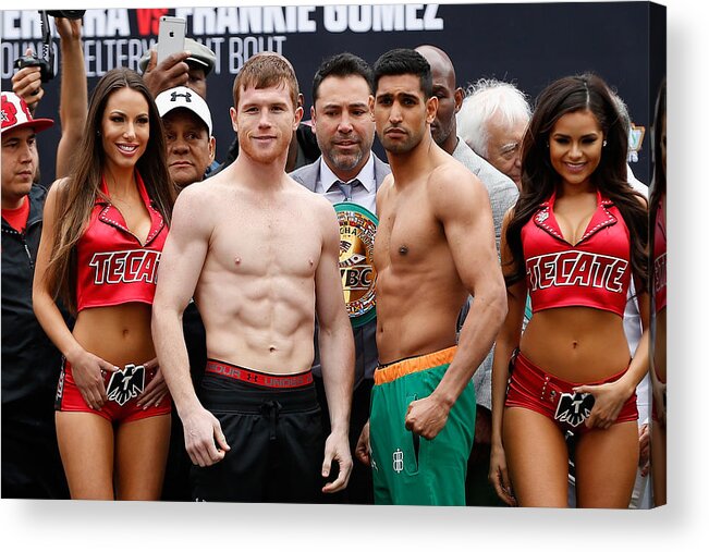 People Acrylic Print featuring the photograph Canelo Alvarez v Amir Khan - Weigh-in #1 by Christian Petersen