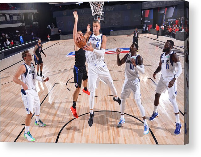 Kristaps Porzingis Acrylic Print featuring the photograph Dallas Mavericks v LA Clippers - Game One #1 by David Sherman