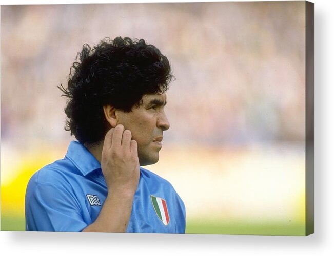 Italian Culture Acrylic Print featuring the photograph Diego Maradona of Napoli SSC #1 by Simon Bruty