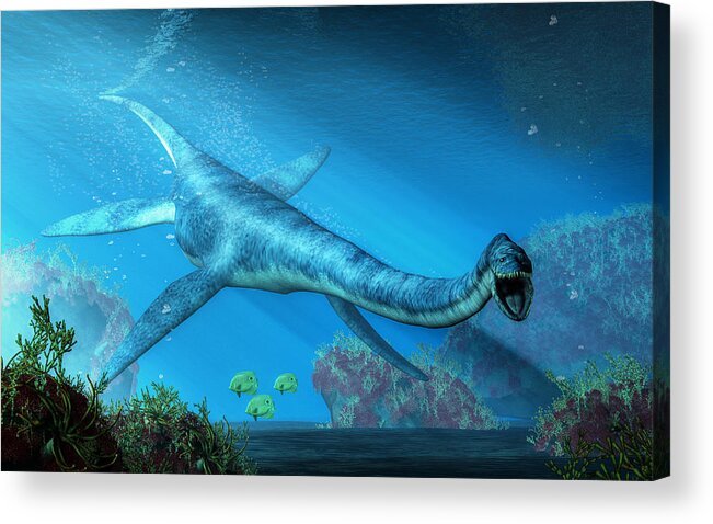 Elasmosaurus Acrylic Print featuring the digital art Elasmosaurus #1 by Daniel Eskridge