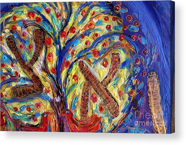 Angel Acrylic Print featuring the painting Eternal Letters. Fragment #5 #1 by Elena Kotliarker