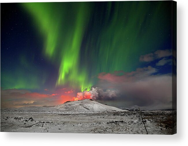 Iceland Acrylic Print featuring the photograph Fire and light #2 by Christopher Mathews