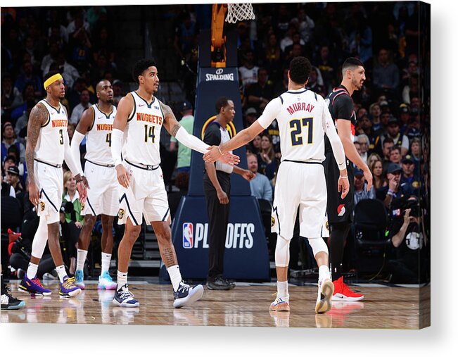 Gary Harris Acrylic Print featuring the photograph Gary Harris and Jamal Murray #1 by Bart Young
