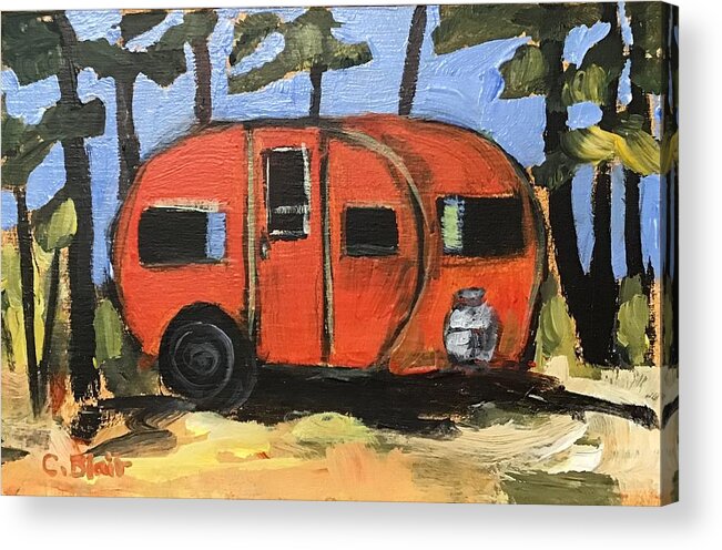 Vintage Trailer Acrylic Print featuring the painting Happy Camper #3 by Cynthia Blair