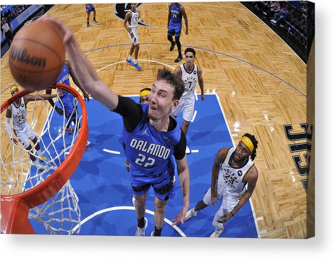 Franz Wagner Acrylic Print featuring the photograph Indiana Pacers v Orlando Magic by Fernando Medina