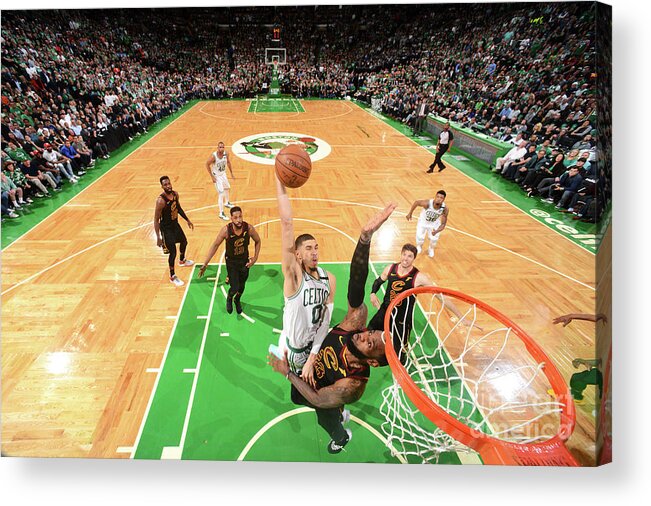 Playoffs Acrylic Print featuring the photograph Jayson Tatum and Lebron James by Brian Babineau