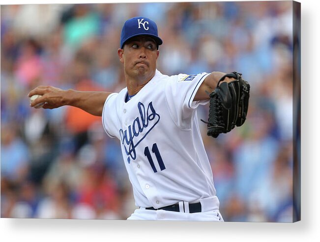 American League Baseball Acrylic Print featuring the photograph Jeremy Guthrie #1 by Ed Zurga