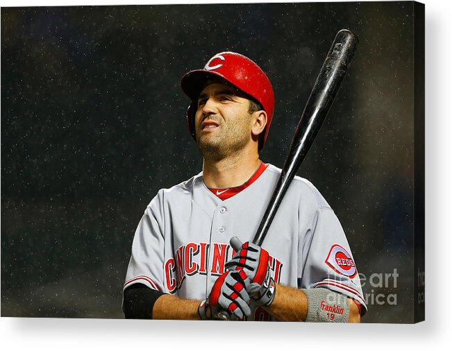 American League Baseball Acrylic Print featuring the photograph Joey Votto by Mike Stobe