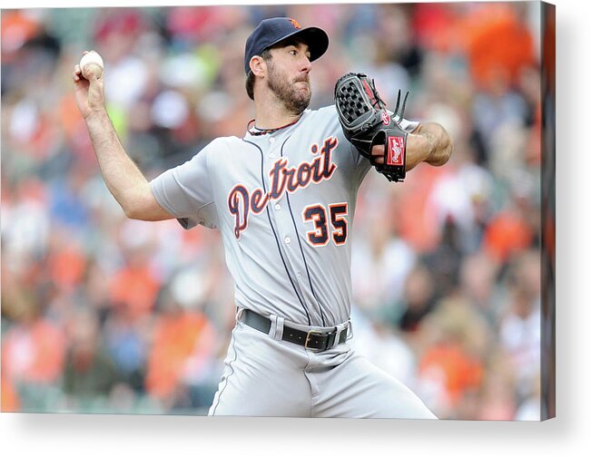 American League Baseball Acrylic Print featuring the photograph Justin Verlander by Greg Fiume