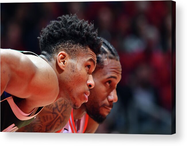 Playoffs Acrylic Print featuring the photograph Kawhi Leonard and Giannis Antetokounmpo by Jesse D. Garrabrant
