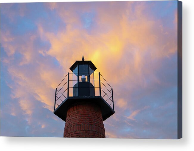 Lighthouse Acrylic Print featuring the photograph Lighthouse at Sunset #1 by Carolyn Hutchins