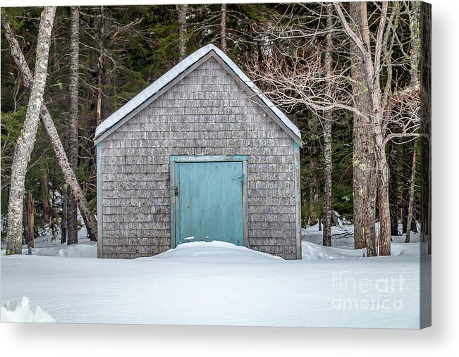 Winter Acrylic Print featuring the photograph Little Cabin in the Woods #1 by Elizabeth Dow