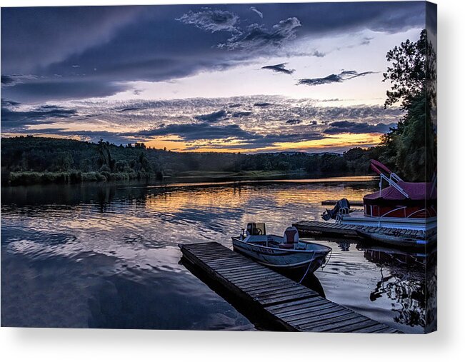 Orange Massachusetts Acrylic Print featuring the photograph Marina Sunset #1 by Tom Singleton