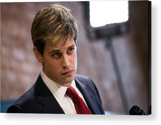 Alt-right Acrylic Print featuring the photograph Milo Yiannopoulos Holds Press Conference To Discuss Controversy Over Statements by Drew Angerer
