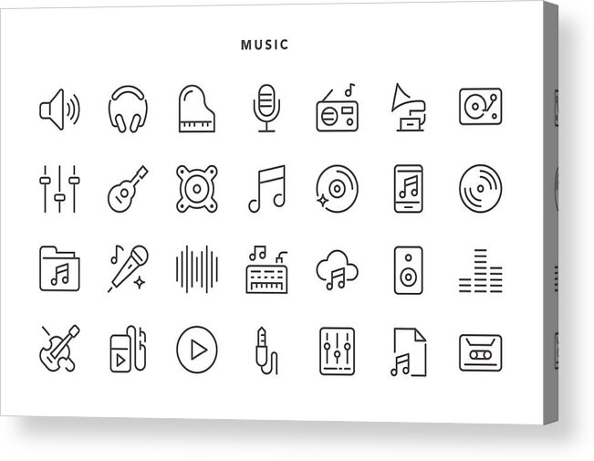 Internet Acrylic Print featuring the drawing Music Icons #1 by TongSur