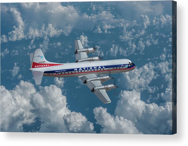 National Airlines Acrylic Print featuring the digital art National Airlines Lockheed Electra by Erik Simonsen