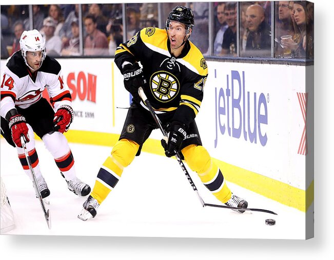 People Acrylic Print featuring the photograph New Jersey Devils v Boston Bruins #1 by Maddie Meyer