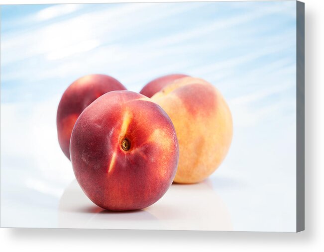 Yellow Acrylic Print featuring the photograph Peaches #1 by Fotek
