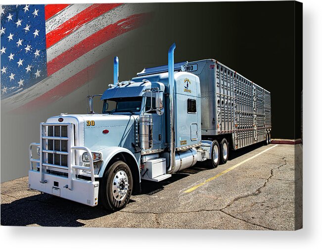 Peterbilt, American Truck with Cattle Trailer #1 Acrylic Print by Gert  Hilbink - Pixels