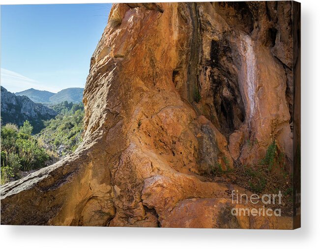 Mountains Acrylic Print featuring the photograph Red-brown rock formation 3. Abstract mountain beauty by Adriana Mueller