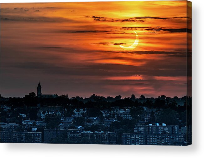 New York Acrylic Print featuring the photograph Solar eclipse over Yonkers by Kevin Suttlehan