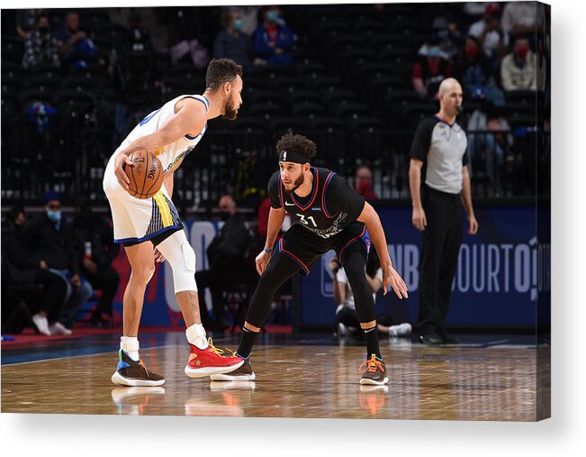Nba Pro Basketball Acrylic Print featuring the photograph Stephen Curry and Seth Curry by David Dow