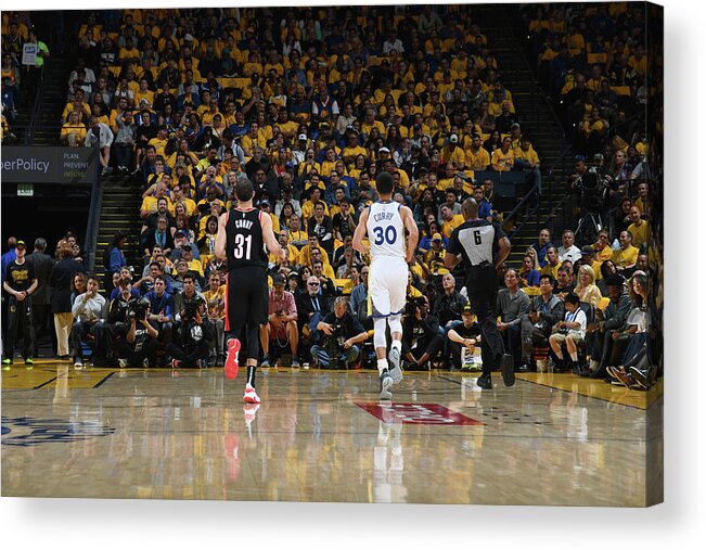 Seth Curry Acrylic Print featuring the photograph Stephen Curry and Seth Curry by Noah Graham