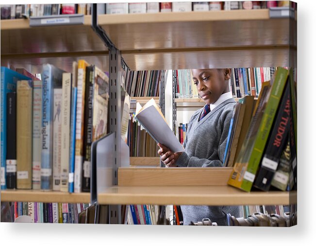 Education Acrylic Print featuring the photograph Student in library #1 by David Leahy