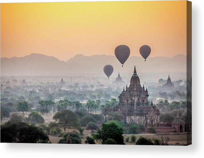 Sunrise Acrylic Print featuring the photograph Sunrise at Bagan by Arj Munoz