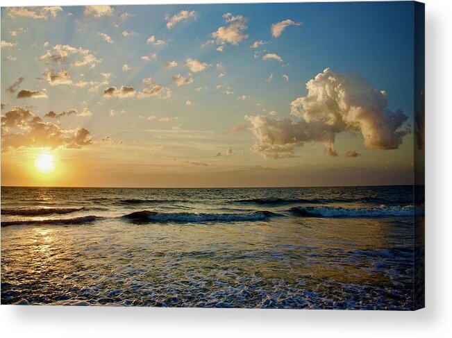 Sunrise Acrylic Print featuring the photograph Sunrise Over The Atlantic At Hilton Head #1 by Dennis Schmidt