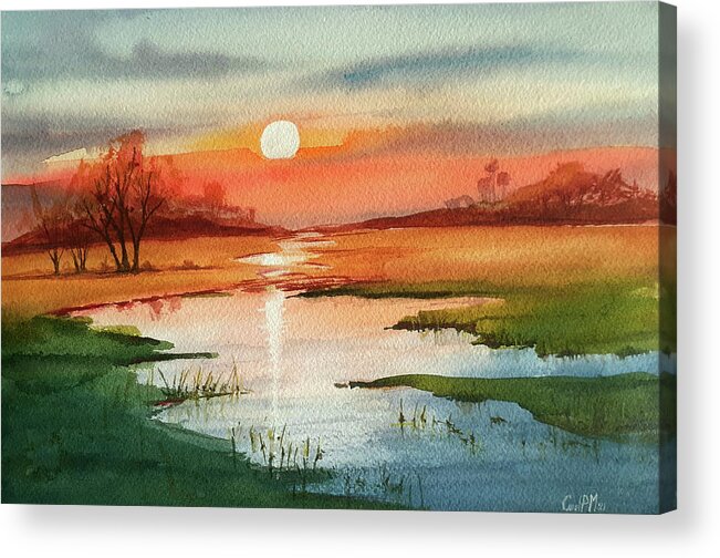Sunset Acrylic Print featuring the painting Sunset #2 by Carolina Prieto Moreno