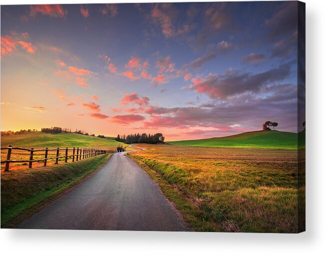 Tuscany Acrylic Print featuring the photograph Country Road in Maremma by Stefano Orazzini