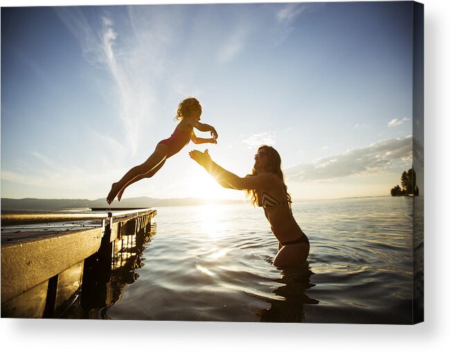 4-5 Years Acrylic Print featuring the photograph Swimming in a lake. #1 by Jordan Siemens