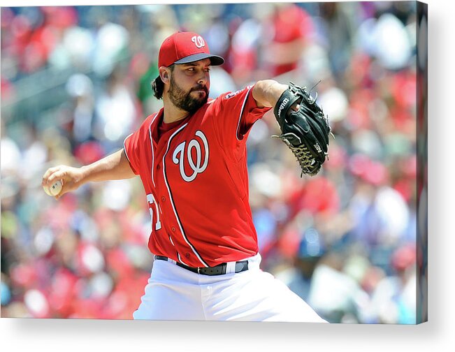 American League Baseball Acrylic Print featuring the photograph Tanner Roark by Greg Fiume