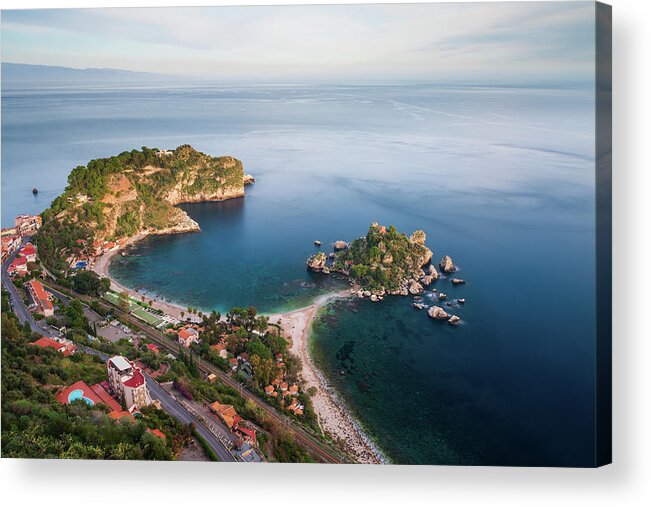 Aerial View Acrylic Print featuring the photograph Taormina, Sicily by Mirko Chessari