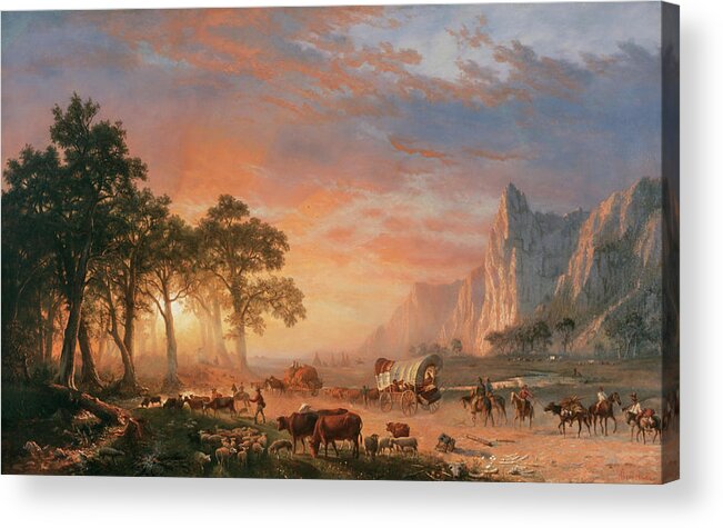 Landscape Acrylic Print featuring the painting The Oregon Trail #2 by Albert Bierstadt