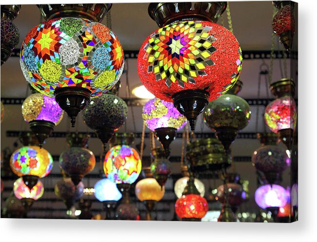 Turkish Acrylic Print featuring the photograph Turkish Traditional Multicolored Lamps #1 by Mikhail Kokhanchikov